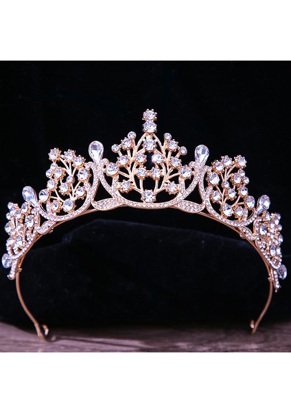 Altın Dıezı Barok Vintage Prenses Kraliçe Gelin Taç Şapkalar Kristal Tiara Kadınlar Için Düğün Taç Saç Elbise Aksesuarları Takı (Yurt Dışından)