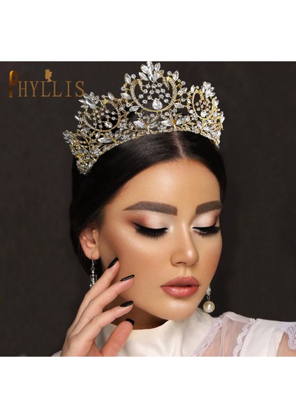 A101-GOLD A195 Lüks Düğün Taç Gelin Tiaras Için Rhinestone Saç Takı Hediyeler Kristal Saç Aksesuarları Kadın Kafa Bandı Gelin Şapkalar (Yurt Dışından) indirimleri