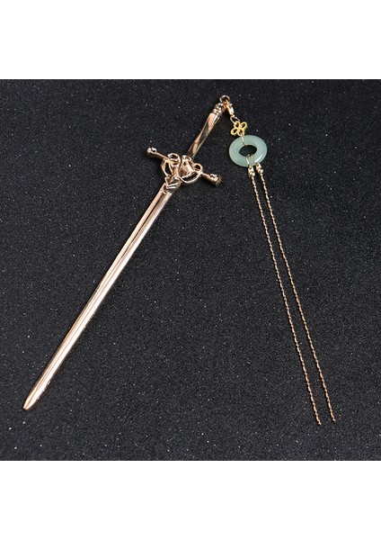 Stil E-1 2022 Vintage Punk Çin Kılıç Yakut Kolye Firkete Saç Sopa Kadınlar Için Trendy Kişilik Metal Püskül Saç Klip Aksesuarları (Yurt Dışından)