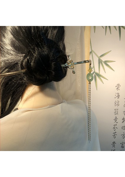 Stil E-1 2022 Vintage Punk Çin Kılıç Yakut Kolye Firkete Saç Sopa Kadınlar Için Trendy Kişilik Metal Püskül Saç Klip Aksesuarları (Yurt Dışından) modelleri