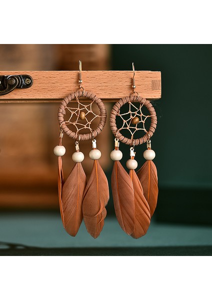 Brown-10 Kadın Küpe 2022 Trend Piercing Asılı Küpe Vintage Tüy Kadın Aksesuarları Moda Retro Kadın Küpe Takı (Yurt Dışından)