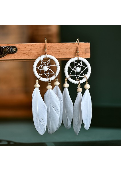 Brown-10 Kadın Küpe 2022 Trend Piercing Asılı Küpe Vintage Tüy Kadın Aksesuarları Moda Retro Kadın Küpe Takı (Yurt Dışından) modelleri