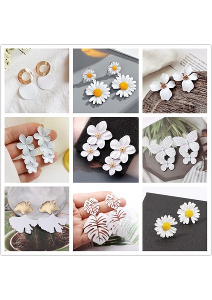 EK4198 Saf Beyaz Renk Papatya Kelebek Çiçek Dangle Küpe Kadınlar Için Yeni Yaz Kore Orecchino Yaratıcı Romantik Düğün Takı (Yurt Dışından)