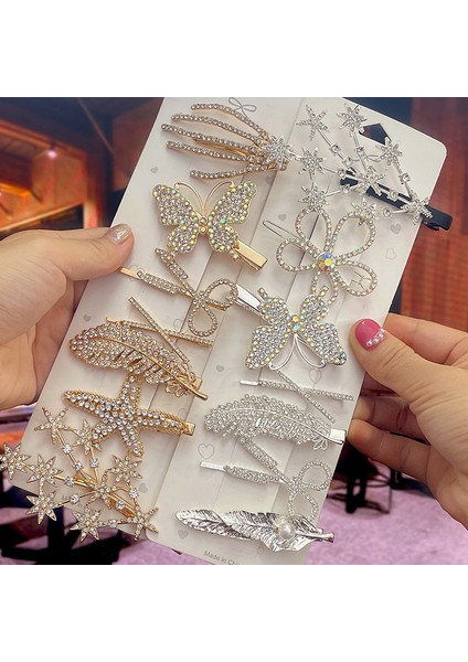 SET21 Moda Kristal Saç Tokaları Kadınlar Için 2022 Kar Tanesi Kelebek Çiçek Taklidi Saç Aksesuarları Kadın Vintage Takı Hairwear (Yurt Dışından) fiyatları