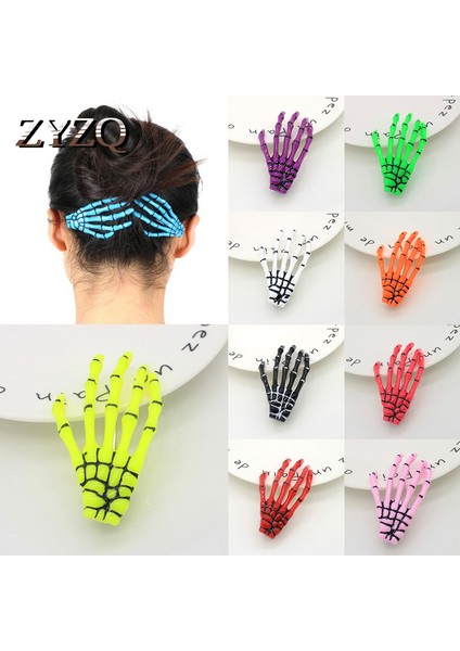QW-8618 Zyzq 2 Adet/takım Kafatası El Kemik Firkete Tutucu Hayalet Saç Klipleri Kemik Pençesi Saç Aksesuarları Cadılar Bayramı Harajuku Barrette (Yurt Dışından) fiyatları