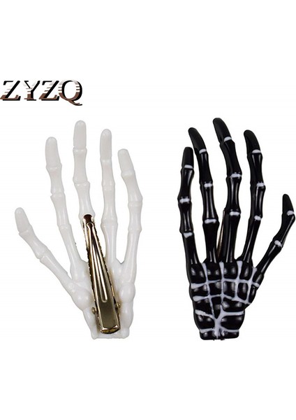 QW-8618 Zyzq 2 Adet/takım Kafatası El Kemik Firkete Tutucu Hayalet Saç Klipleri Kemik Pençesi Saç Aksesuarları Cadılar Bayramı Harajuku Barrette (Yurt Dışından) modelleri