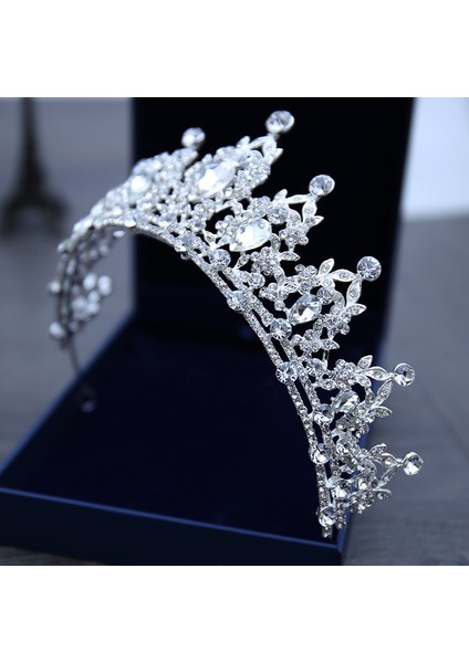 Mavi Düğün Saç Tiara Kristal Gelin Tacı Taç Gümüş Renk Diadem Peçe Tiaras Düğün Saç Aksesuarları Başlıklar Kafa Takı (Yurt Dışından) fırsatları