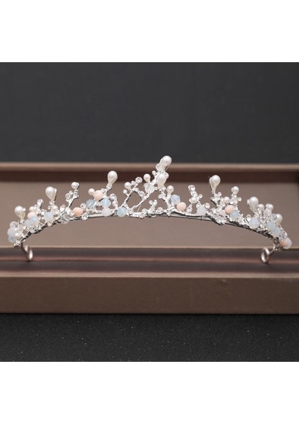 Gümüş Düğün Taç Saç Takı Gelin Başlığı Kadın Barok Rhinestones Kristal Tiaras Gelin Parti Taçlar Düğün Saç Aksesuarları (Yurt Dışından)