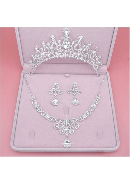 14 Yüksek Kalite Moda Kristal Düğün Gelin Takı Setleri Kadın Gelin Tiara Taçlar Küpe Kolye Düğün Takı Aksesuarları (Yurt Dışından)
