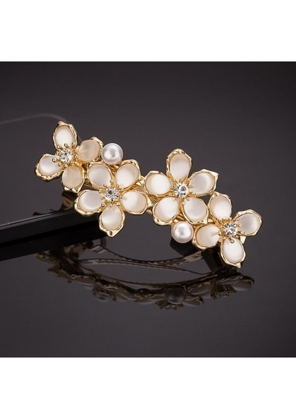 MHM-01-115-10 Yeni Vadideki Zambak Çiçek Inci Bahar Saç Tokası Vintage Zirkon At Kuyruğu Üst Klip Zarif Kadın Moda Saç Aksesuarları (Yurt Dışından)