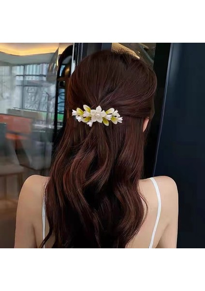 MHM-01-115-10 Yeni Vadideki Zambak Çiçek Inci Bahar Saç Tokası Vintage Zirkon At Kuyruğu Üst Klip Zarif Kadın Moda Saç Aksesuarları (Yurt Dışından) modelleri