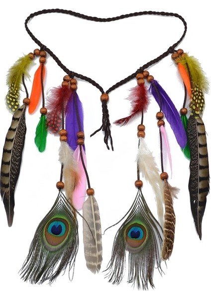 Br Çingene Moda Güzel Boho Tarzı Tüy Kafa Bandı Headdress Tribal Saç Tüy Halat Başlıklar Hippi Parti Hint Takı (Yurt Dışından)