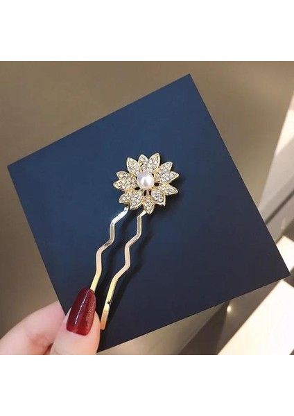 07 Altın Rengi Retro Püskül Inci Kolye Firkete Kadınlar Için U Şeklinde Firkete Antik Stil Headdress Japon Basit Metal Saç Aksesuarları (Yurt Dışından)