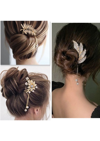07 Altın Rengi Retro Püskül Inci Kolye Firkete Kadınlar Için U Şeklinde Firkete Antik Stil Headdress Japon Basit Metal Saç Aksesuarları (Yurt Dışından) fiyatları