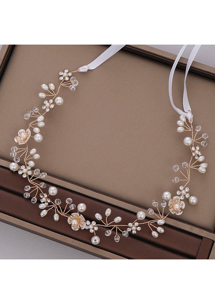 F Getnoıvas Gelin Altın/gümüş Renk Çiçek Şerit Hairband Kafa Bandı Kadın Başlığı Tiara Düğün Gelin Saç Takı Aksesuarları (Yurt Dışından)