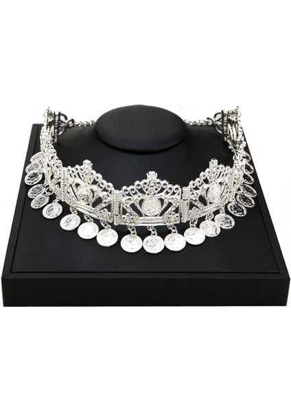 TL0006WHITE Sunspicems Alın Zinciri Cezayir Saç Zinciri Hairware Hairband Altın Renk Napolyon Paraları Püskül Saç Aksesuarı Gelin Takı Hediye (Yurt Dışından)