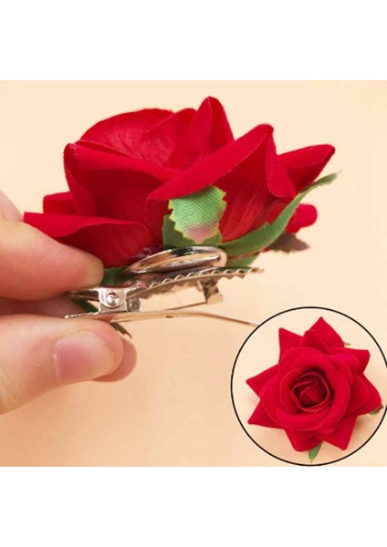 Gül Kırmızı Gelin Headdress Saç Klip Flanel Gül Büyük Çiçek Saç Aksesuarları Saç Tokası Kumaş Gelin Saç Aksesuarları Saç Tokası (Yurt Dışından) indirimleri