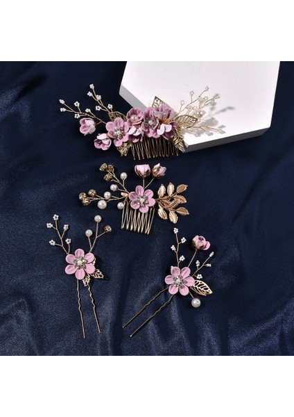 Şarap Kırmızısı D Gelin Saç Aksesuarları Kadınlar Için Çiçek Inci Başlığı Tiara Düğün Tokası Klip Tokalar Gelin Saç Tarak Süsler Takı (Yurt Dışından) indirimleri