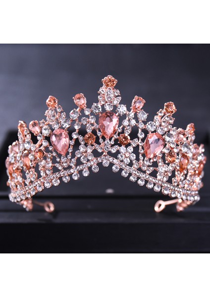 Gül Altın Gül Altın Rengi Kristal Tiaras ve Taçlar Taklidi Balo Prenses Diadem Düğün Gelin Saç Aksesuarları Takı Taç Tiara (Yurt Dışından) indirimleri