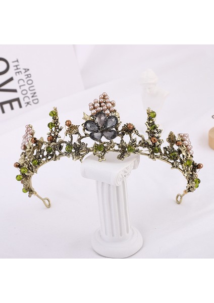 Stil W Siyah Barok Retro Siyah Lüks Gelin Kristal Tiaras Taçlar Prenses Kraliçe Pageant Balo Taklidi Peçe Tiara Düğün Saç Aksesuarı (Yurt Dışından)