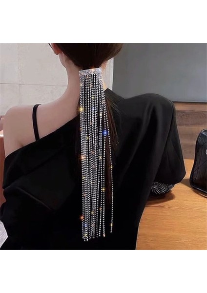 Platin Kaplama Xıaluoke Vintage Parlaklık Tam Taklidi Tokalar Kadınlar Için Bijoux Uzun Püskül Kristal Saç Tokalarım Düğün Ziyafet Takı (Yurt Dışından)