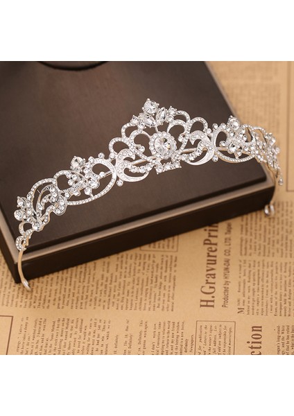 Gümüş Renk Trendy Kadın Kristal Taçlar Tiara Düğün Saç Aksesuarları Taç Gelin Tiaras ve Taçlar Saç Takı Düğün Saç Süsler (Yurt Dışından)