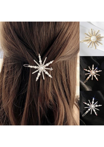 B Moda Parlayan Rhinestones Kar Tanesi Inci Firkete Saç Tokası Kadınlar Için Gelin Bling Kristal Tokalarım Saç Aksesuarları Takı (Yurt Dışından) fiyatları