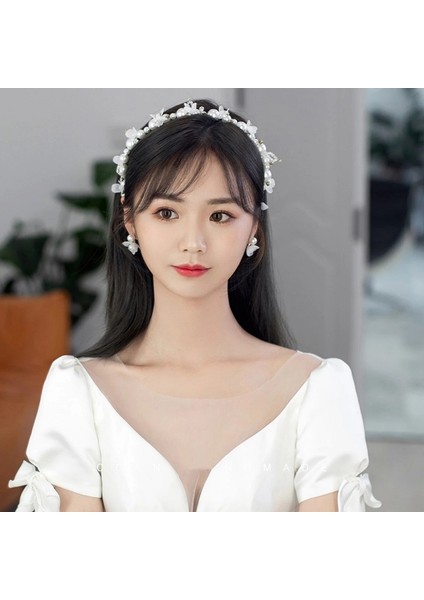 Stil 1 Yeni Moda Kristal Saç Bandı Bantlar Kadın Kızlar Için El Yapımı Düğün Saç Aksesuarları Beyaz Inci Çiçek Tiaras Taçlar (Yurt Dışından) fırsatları