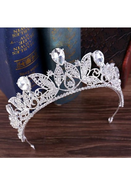 H083 Gümüş Beyaz Vintage Yeşil Kırmızı Rhinestone Gelin Tacı Moda Altın Diadem Kadınlar Için Gelinlik Saç Takı Prenses Taç Aksesuarları (Yurt Dışından)