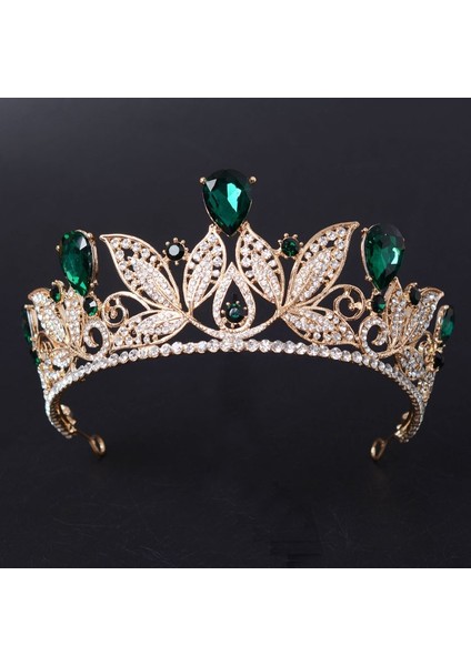 H083 Gümüş Beyaz Vintage Yeşil Kırmızı Rhinestone Gelin Tacı Moda Altın Diadem Kadınlar Için Gelinlik Saç Takı Prenses Taç Aksesuarları (Yurt Dışından) fiyatları
