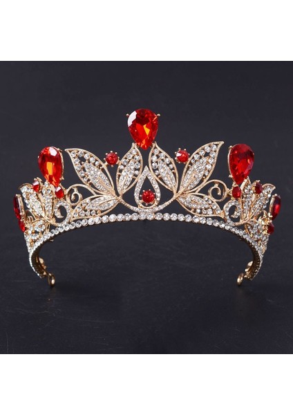 H083 Gümüş Beyaz Vintage Yeşil Kırmızı Rhinestone Gelin Tacı Moda Altın Diadem Kadınlar Için Gelinlik Saç Takı Prenses Taç Aksesuarları (Yurt Dışından) fırsatları