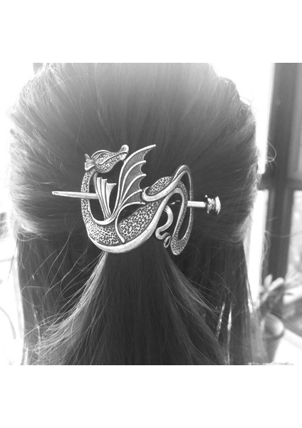 0264-C-GÜMÜŞ Orijinal Viking Retro Uçan Ejderha Saç Tokası 2022 Punk Ejderhaların Annesi Abd Tv Dizisi Saç Süsler Firkete Saç Aksesuarları (Yurt Dışından) fırsatları