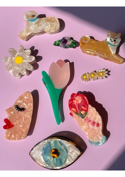 K Yeni Fransız Sevimli Papatya Çiçek Lale Yüz Dudaklar Asetat Saç Tokası Pençe Firkete Moda Kafa Aksesuarları Kadınlar Için Kız Hangzhı 2021 (Yurt Dışından) modelleri