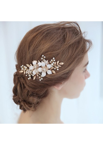 Altın Rengi Trendy Düğün Saç Aksesuarları Saç Tarak Inci Headdress Gelin Çiçek Saç Tarak Kadın Tiara Balo El Yapımı Saç Süsleri (Yurt Dışından) fiyatları