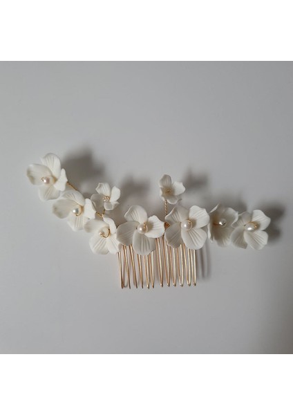 2146 Altın Slbrıdal El Yapımı Alaşım Yaprak Taklidi Seramik Çiçek Tatlı Su Incileri Gelin Saç Tarağı Düğün Saç Aksesuarları Kadınlar Takı (Yurt Dışından)