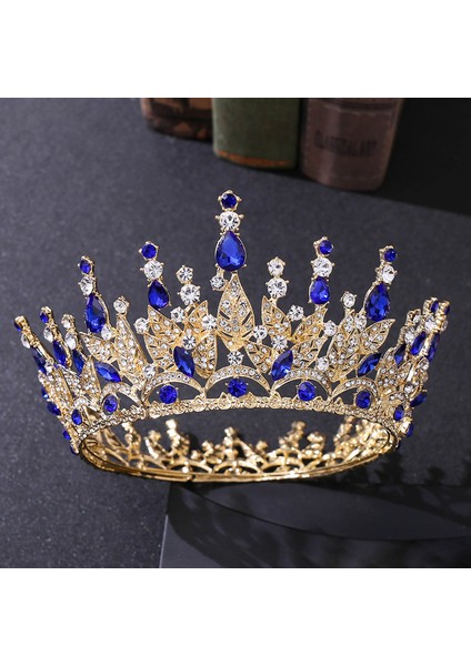 ZXC55BLUE Mamojko Barok Kraliçe Asil Gelin Taç Tiaras Kadın Kristal Düğün Şapkalar Gelin Saç Aksesuarları Için Zarif Tiara Bijoux (Yurt Dışından)