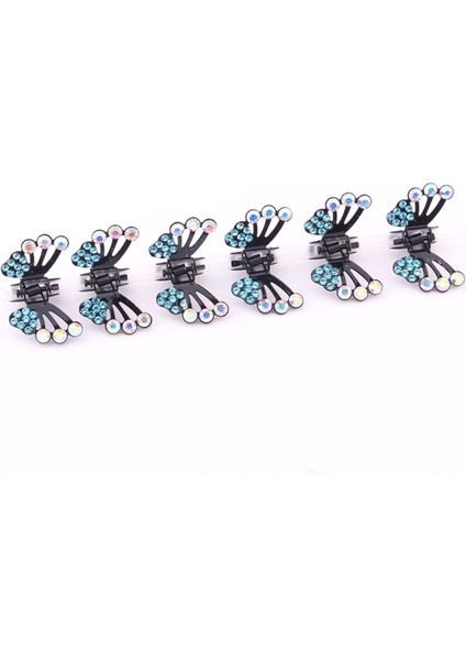 Göl Mavisi Kelebek Tokalar Kadınlar Için Kaliteli Kristal Mini Saç Pençe Klipler Saç Süsleme Düğün Headdress Yengeç Saç Aksesuarları (Yurt Dışından)