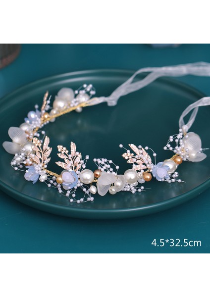Ben Süper Peri Bantlar Inciler Çiçek Hairbands Kore Moda Taklidi Yaprak Headdress Şerit Gelin Düğün Saç Takı (Yurt Dışından) fırsatları
