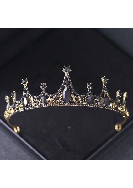 Siyah Barok Vintage Kristal Rhinestone Tiaras ve Taçlar Diadems Bantlar Kadınlar Için Gelin Düğün Saç Aksesuarları Takı Bandı (Yurt Dışından)