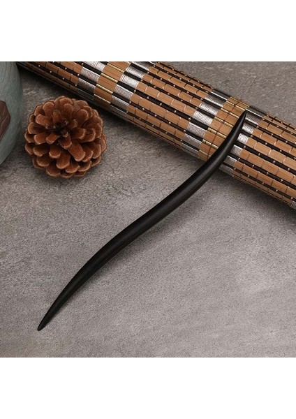 Stil 3 Siyah Sandal Ağacı El Oyma Antik Çin Firkete Kadın Hanfu Elbise Cosplay Ahşap Saç Çatal Sarmal Saç Şekillendirici Takı (Yurt Dışından)
