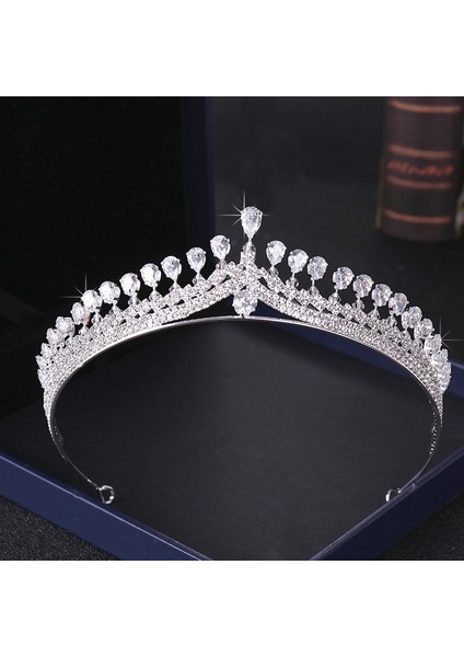 Gümüş Kristal Rhinestone Düğün Taç Gümüş Renk Gelin Tiaras ve Taç Headdress Saç Aksesuarları Kadın Düğün Gelin Başlığı (Yurt Dışından) fırsatları