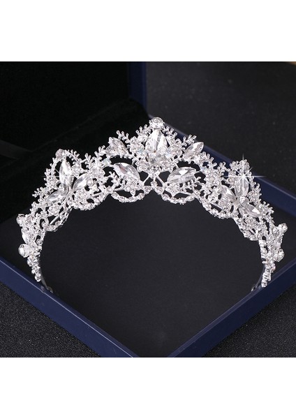 Gümüş Kristal Rhinestone Düğün Taç Gümüş Renk Gelin Tiaras ve Taç Headdress Saç Aksesuarları Kadın Düğün Gelin Başlığı (Yurt Dışından) indirimleri