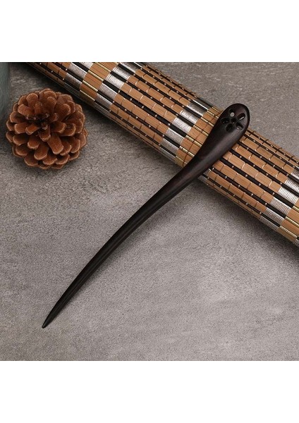 Stil 1 Siyah Sandal Ağacı El Oyma Antik Çin Firkete Kadın Hanfu Elbise Cosplay Ahşap Saç Çatal Sarmal Saç Şekillendirici Takı (Yurt Dışından)