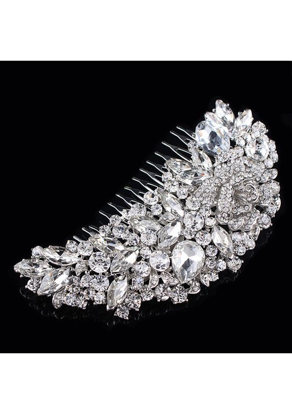 0194H01 Treazy Vintage Büyük Çiçek Gelin Saç Combs Rhinestone Kristal Düğün Tiara Saç Takı Avrupa Tasarım Saç Aksesuarları (Yurt Dışından) fırsatları