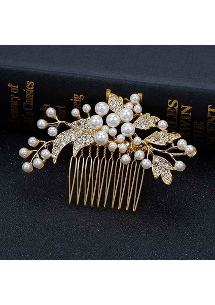 9 cm x 6 cm Blıjery Moda Altın Renk Inciler Kristal Çiçek Saç Tarak Kadınlar Için Gelinler Başlığı Gelin Düğün Saç Aksesuarları Hediyeler (Yurt Dışından) modelleri