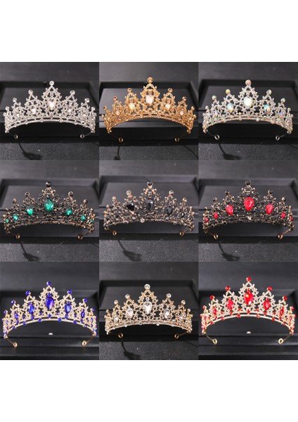 Mavi Düğün Saç Tiara Kristal Gelin Tacı Taç Gümüş Renk Diadem Peçe Tiaras Düğün Saç Aksesuarları Başlıklar Kafa Takı (Yurt Dışından) fiyatları