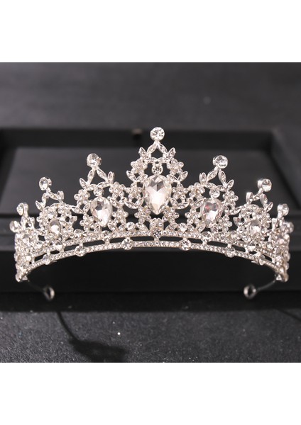 Mavi Düğün Saç Tiara Kristal Gelin Tacı Taç Gümüş Renk Diadem Peçe Tiaras Düğün Saç Aksesuarları Başlıklar Kafa Takı (Yurt Dışından) modelleri