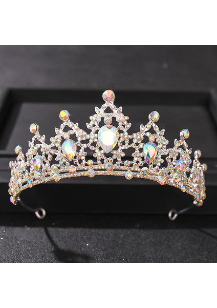 Mavi Düğün Saç Tiara Kristal Gelin Tacı Taç Gümüş Renk Diadem Peçe Tiaras Düğün Saç Aksesuarları Başlıklar Kafa Takı (Yurt Dışından) fırsatları