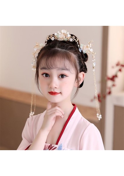 PIC10 Hanfu Headdress Püskül Adım Sallayarak Saç Tokası Antika Tarzı Süper Peri Saç Taç Saç Tokası Tam Set Antik Peri Saç Tokası (Yurt Dışından) fırsatları