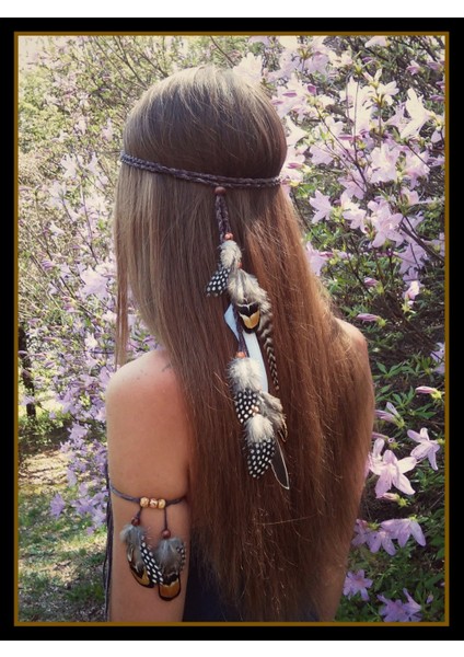 Ly Çingene Moda Güzel Boho Tarzı Tüy Kafa Bandı Headdress Tribal Saç Tüy Halat Başlıklar Hippi Parti Hint Takı (Yurt Dışından)